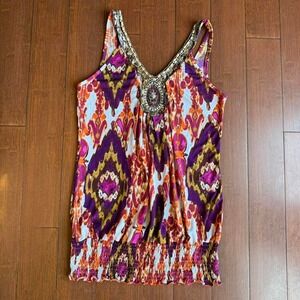 Vintage‎ Y2K Studio Y Orange and Purple Beaded Tank